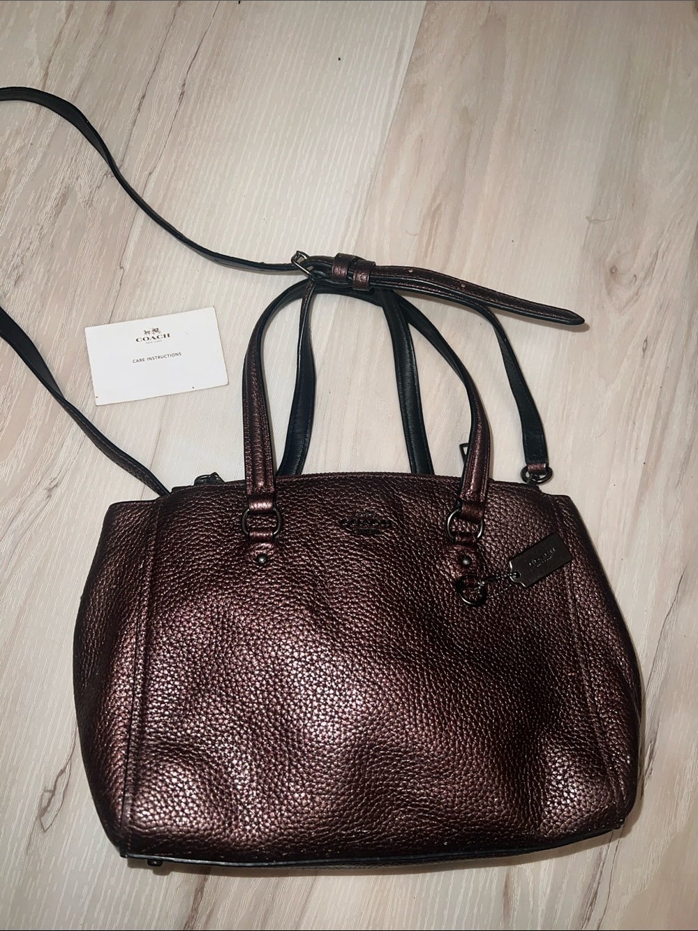 Coach Metallic Copper Pebble Leather Shoulder Bag